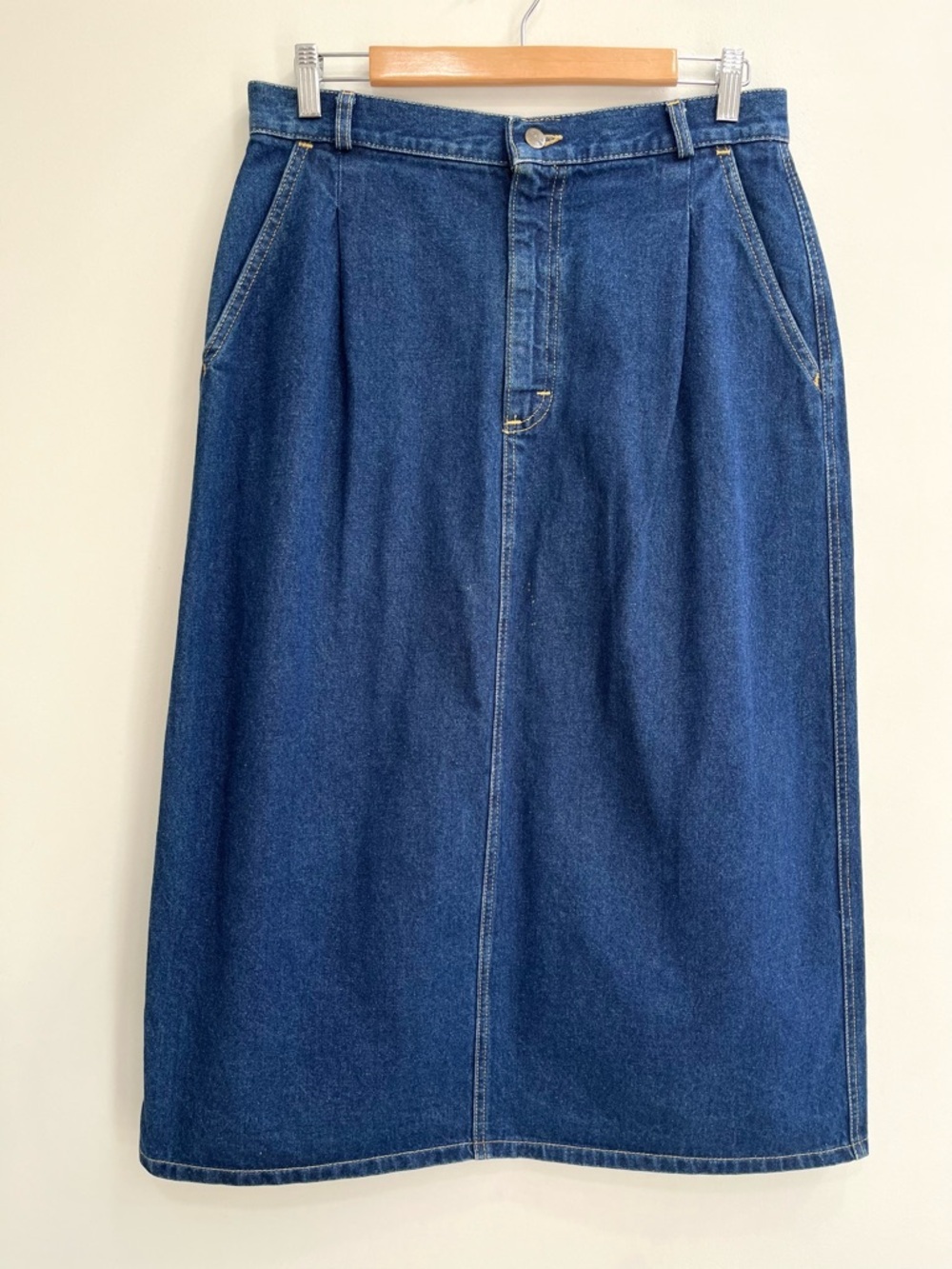 L.L. Bean Dark Blue Denim Midi Skirt